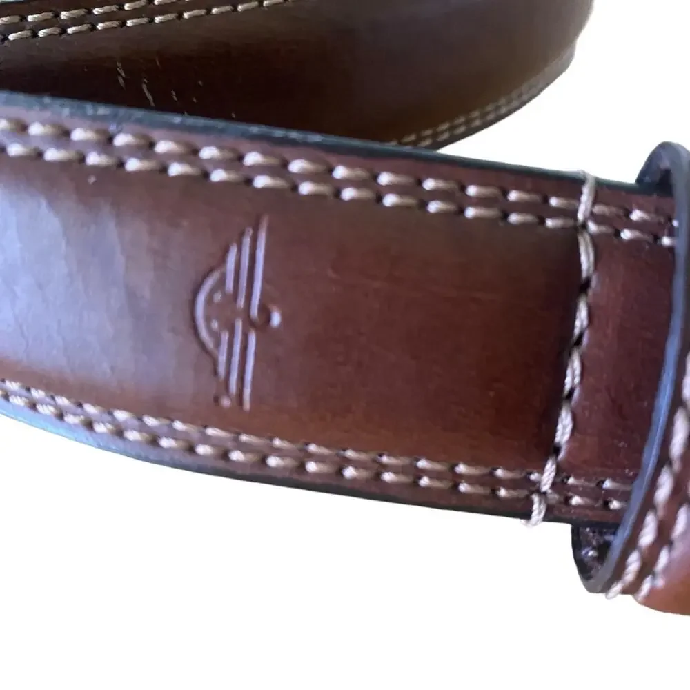 Men's Dockers Size 40/100 Brown Belt Style 11DO0168 Genuine Leather Silver Buckl